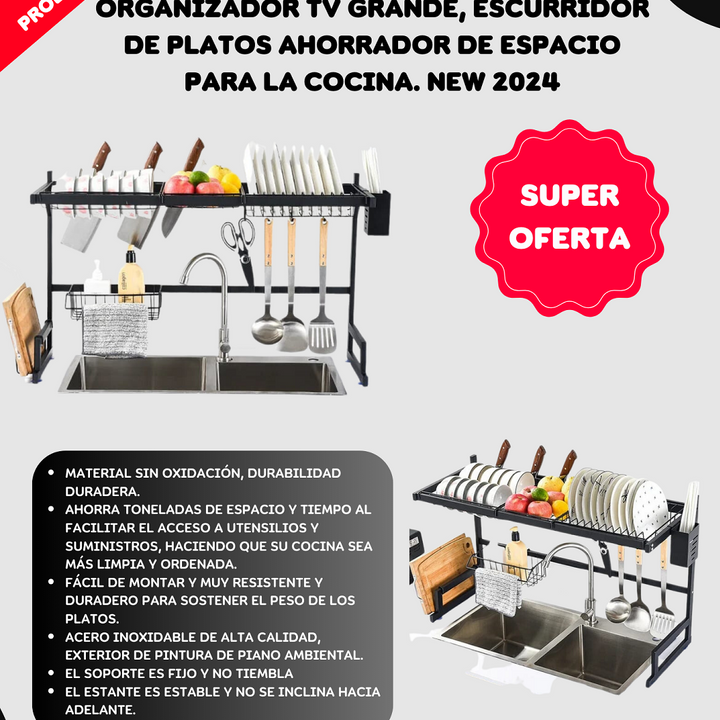 Organizador y Escurridor de Platos: Ahorrador de Espacio para la Cocina