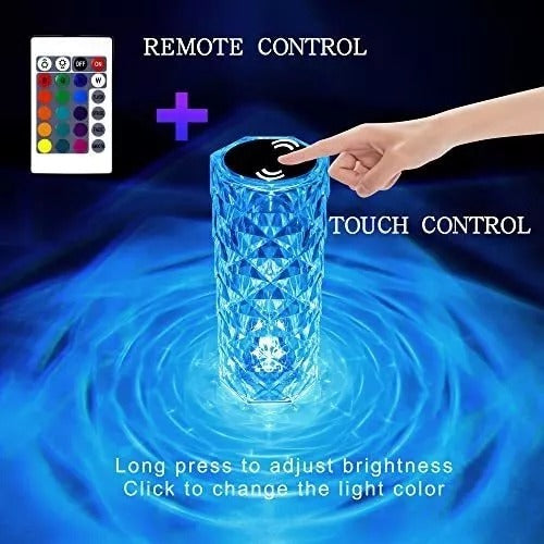 Lámpara de Mesa de Cristal con Control Remoto - Diamond Nights