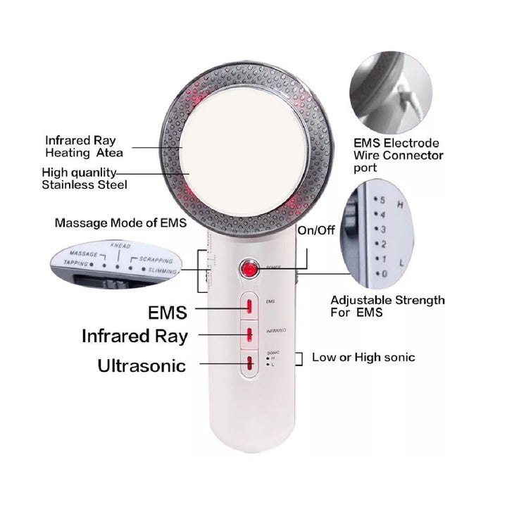 Masajeador Terapéutico 3 en 1 con Ultrasonido Infrarrojo para Reducción de Celulitis